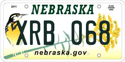 NE license plate XRB068