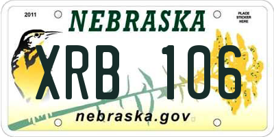 NE license plate XRB106
