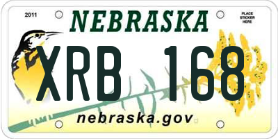 NE license plate XRB168
