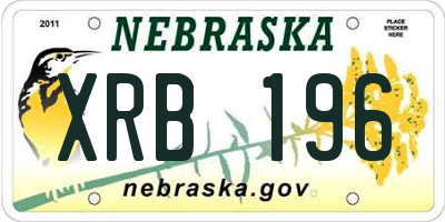 NE license plate XRB196