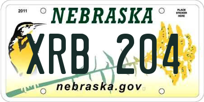 NE license plate XRB204