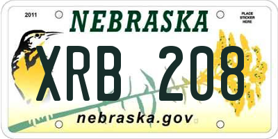 NE license plate XRB208
