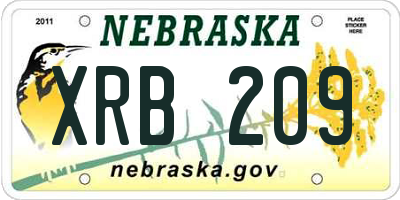 NE license plate XRB209