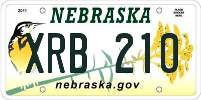 NE license plate XRB210
