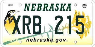 NE license plate XRB215