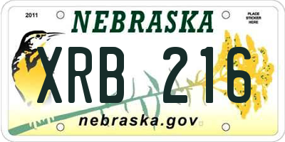 NE license plate XRB216