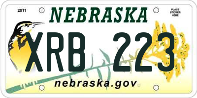 NE license plate XRB223