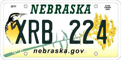 NE license plate XRB224