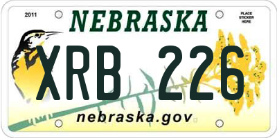 NE license plate XRB226