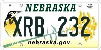 NE license plate XRB232