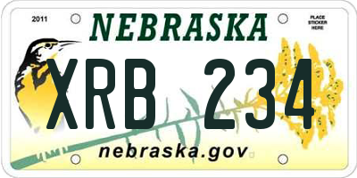 NE license plate XRB234