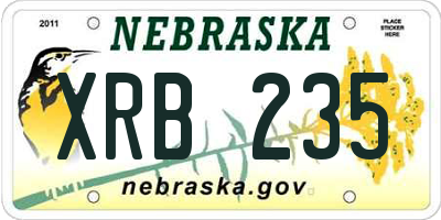 NE license plate XRB235
