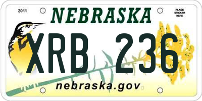 NE license plate XRB236