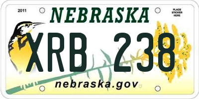 NE license plate XRB238