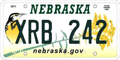 NE license plate XRB242