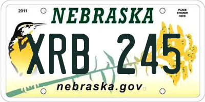 NE license plate XRB245