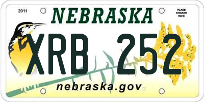 NE license plate XRB252