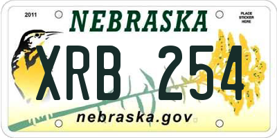 NE license plate XRB254