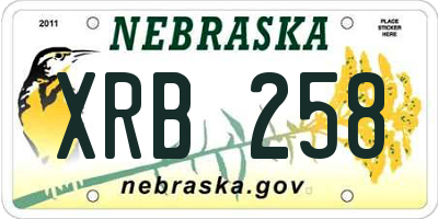 NE license plate XRB258