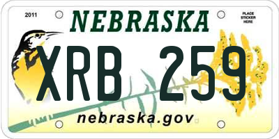 NE license plate XRB259