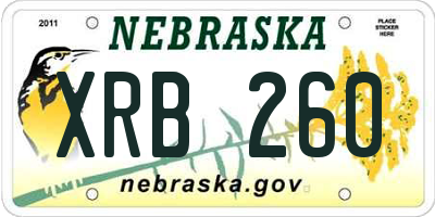 NE license plate XRB260