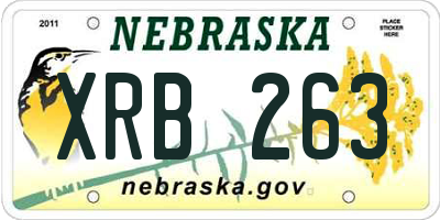NE license plate XRB263