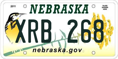 NE license plate XRB268
