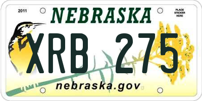 NE license plate XRB275