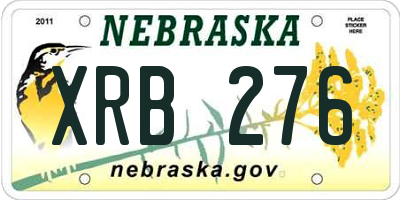 NE license plate XRB276