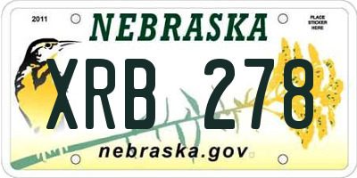 NE license plate XRB278