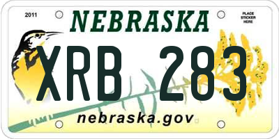 NE license plate XRB283