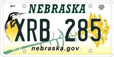 NE license plate XRB285