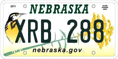NE license plate XRB288