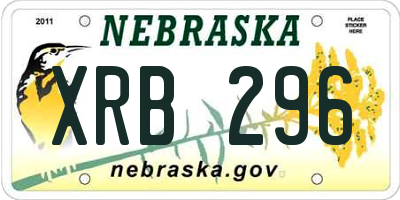 NE license plate XRB296