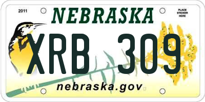 NE license plate XRB309