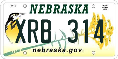 NE license plate XRB314