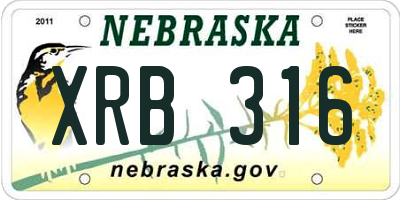 NE license plate XRB316