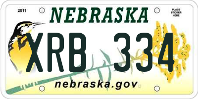 NE license plate XRB334