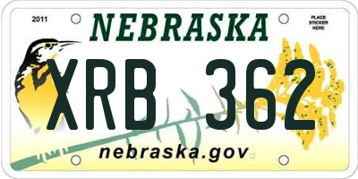 NE license plate XRB362