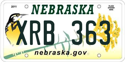 NE license plate XRB363