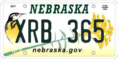 NE license plate XRB365