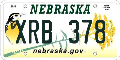 NE license plate XRB378