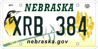 NE license plate XRB384