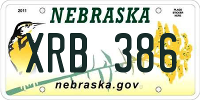 NE license plate XRB386