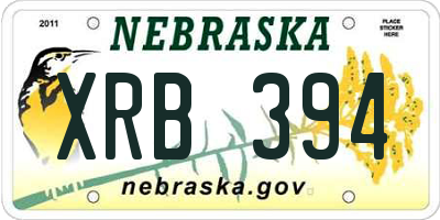 NE license plate XRB394