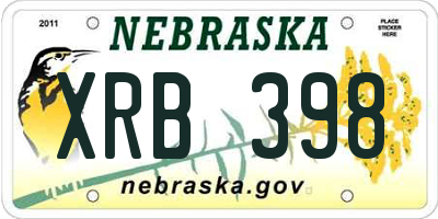 NE license plate XRB398