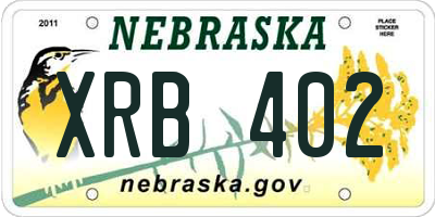 NE license plate XRB402