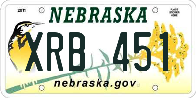 NE license plate XRB451