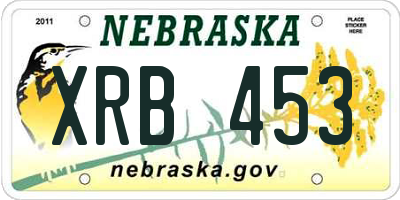 NE license plate XRB453