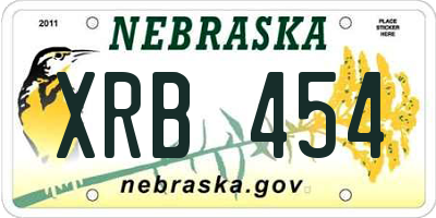 NE license plate XRB454